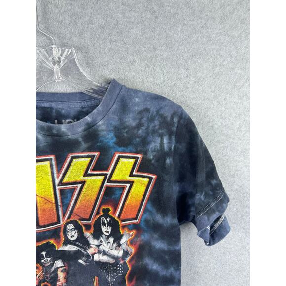 KISS Shirt Size S Blue Tie Dye Short‎ Sleeve Crewneck Tee Rock Band DEFECT - Picture 8 of 9